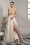 Buy_Tamaraa By Tahani_White Organza Embroidered Gown_at_Aza_Fashions