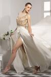 Buy_Tamaraa By Tahani_White Organza Embroidered Gown_Online_at_Aza_Fashions
