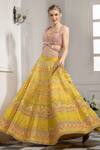 Buy_Tamaraa By Tahani_Yellow Net, Pure Raw Silk Sweetheart Neck Embroidered Bridal Lehenga Set _Online_at_Aza_Fashions
