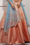 Tamaraa By Tahani Peach Net, Silk Taffeta Sweetheart Neck Embroidered Bridal Lehenga Set at Aza Fashions Tamaraa By Tahani_Peach Net, Silk Taffeta Sweetheart Neck Embroidered Bridal Lehenga Set _at_Aza_Fashions