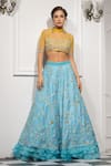 Buy_Tamaraa By Tahani_Blue Silk Taffeta Sweetheart Neck Embroidered Bridal Lehenga Set _at_Aza_Fashions