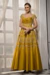 Buy_Tamaraa By Tahani_Yellow Silk Taffeta Sweetheart Neck Embroidered Anarkali Gown _Online_at_Aza_Fashions