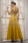 Shop_Tamaraa By Tahani_Yellow Silk Taffeta Sweetheart Neck Embroidered Anarkali Gown _at_Aza_Fashions