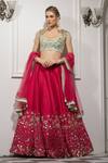 Buy_Tamaraa By Tahani_Pink Pure Raw Silk Embroidered Lehenga Set_at_Aza_Fashions