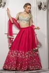 Tamaraa By Tahani_Pink Pure Raw Silk Embroidered Lehenga Set_Online_at_Aza_Fashions