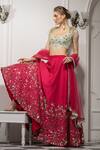 Buy_Tamaraa By Tahani_Pink Pure Raw Silk Embroidered Lehenga Set_Online_at_Aza_Fashions