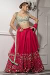 Shop_Tamaraa By Tahani_Pink Pure Raw Silk Embroidered Lehenga Set_Online_at_Aza_Fashions