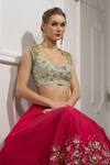 Tamaraa By Tahani_Pink Pure Raw Silk Embroidered Lehenga Set_at_Aza_Fashions