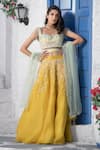 Buy Tamaraa By Tahani Yellow Satin Organza, Silk Taffeta Sweetheart Neck Embroidered Lehenga Set at Aza Fashions Buy_Tamaraa By Tahani_Yellow Satin Organza, Silk Taffeta Sweetheart Neck Embroidered Lehenga Set _at_Aza_Fashions