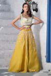 Tamaraa By Tahani Yellow Satin Organza, Silk Taffeta Sweetheart Neck Embroidered Lehenga Set Online at Aza Fashions Tamaraa By Tahani_Yellow Satin Organza, Silk Taffeta Sweetheart Neck Embroidered Lehenga Set _Online_at_Aza_Fashions