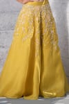 Tamaraa By Tahani Yellow Satin Organza, Silk Taffeta Sweetheart Neck Embroidered Lehenga Set at Aza Fashions Tamaraa By Tahani_Yellow Satin Organza, Silk Taffeta Sweetheart Neck Embroidered Lehenga Set _at_Aza_Fashions