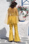 Shop Tamaraa By Tahani Yellow Net, Silk Taffeta V Neck Embroidered Cape And Pant Set at Aza Fashions Shop_Tamaraa By Tahani_Yellow Net, Silk Taffeta V Neck Embroidered Cape And Pant Set _at_Aza_Fashions