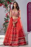 Buy Tamaraa By Tahani Red Net, Pure Raw Silk Sweetheart Neck Embroidered Bridal Lehenga Set at Aza Fashions Buy_Tamaraa By Tahani_Red Net, Pure Raw Silk Sweetheart Neck Embroidered Bridal Lehenga Set _at_Aza_Fashions