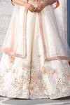 Tamaraa By Tahani_White Net, Silk Taffeta Sweetheart Neck Embroidered Lehenga Set _at_Aza_Fashions