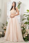 Buy_Tamaraa By Tahani_Beige Tafetta Silk And Organza Sweetheart Neck Embroidered Lehenga Set _Online_at_Aza_Fashions