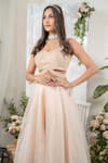 Shop_Tamaraa By Tahani_Beige Tafetta Silk And Organza Sweetheart Neck Embroidered Lehenga Set _Online_at_Aza_Fashions