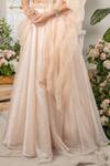 Tamaraa By Tahani_Beige Tafetta Silk And Organza Sweetheart Neck Embroidered Lehenga Set _at_Aza_Fashions