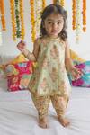 Buy_Tiber Taber_Green Printed Kurta And Dhoti Pant Set For Girls_at_Aza_Fashions