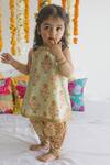 Shop_Tiber Taber_Green Printed Kurta And Dhoti Pant Set For Girls_at_Aza_Fashions