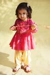 Buy_Tiber Taber_Pink Embroidered Chanderi Angrakha Set For Girls_at_Aza_Fashions