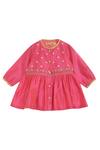 Buy_Tiber Taber_Pink Embroidered Chanderi Angrakha Set For Girls_Online_at_Aza_Fashions