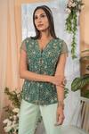 Tamaraa By Tahani_Green Silk Embroidered Jacket And Sharara Set_Online_at_Aza_Fashions