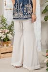 Tamaraa By Tahani_Blue Tafetta Silk Embroidered Jacket And Pant Set_at_Aza_Fashions