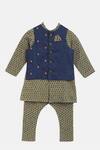 Tiber Taber_Blue Embroidered Bundi And Jacket Set For Boys_Online_at_Aza_Fashions