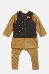 Tiber Taber_Black Embroidered Bundi And Jacket Set For Boys_Online_at_Aza_Fashions