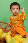 Tiber Taber_Orange Mango Print Kurta Set For Boys_Online_at_Aza_Fashions