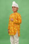 Buy_Tiber Taber_Orange Mango Print Kurta Set For Boys_Online_at_Aza_Fashions