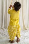 Shop_Tiber Taber_Yellow Satin, Embroidery Floral Kurta Set _at_Aza_Fashions