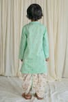 Shop_Tiber Taber_Green Satin, Floral Print Kurta Set _at_Aza_Fashions