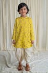 Buy_Tiber Taber_Yellow Kurta 100% Cotton Satin Printed Floral Set _at_Aza_Fashions