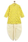 Tiber Taber_Yellow Kurta 100% Cotton Satin Printed Floral Set  _Online_at_Aza_Fashions