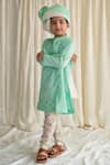 Buy_Tiber Taber_Green Kurta 100% Cotton Satin Embroidery Floral Set  _at_Aza_Fashions