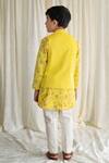 Shop_Tiber Taber_Yellow 100% Cotton Satin Embroidered And Printed Zari Bundi & Kurta Set _at_Aza_Fashions