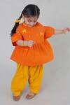 Tiber Taber_Orange Cotton Phulkari Peplum Kurta Set  _Online_at_Aza_Fashions