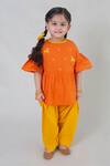 Buy_Tiber Taber_Orange Cotton Phulkari Peplum Kurta Set  _Online_at_Aza_Fashions