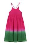 Tiber Taber_Pink Cotton Tassels Tie And Dye Ombre Dress _Online_at_Aza_Fashions