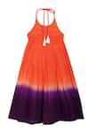 Shop_Tiber Taber_Orange 100% Cotton Tie And Dye Halter Neck & Dress  _Online_at_Aza_Fashions