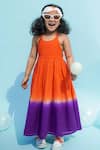 Buy_Tiber Taber_Orange 100% Cotton Tie And Dye Halter Neck & Dress With Hairband  _at_Aza_Fashions