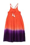 Shop_Tiber Taber_Orange Halter Neck Tie And Dye Dress With Hairband For Girls_at_Aza_Fashions