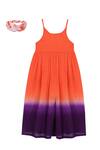 Tiber Taber_Orange Halter Neck Tie And Dye Dress With Hairband For Girls_Online_at_Aza_Fashions