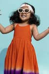 Buy_Tiber Taber_Orange Halter Neck Tie And Dye Dress With Hairband For Girls_Online_at_Aza_Fashions