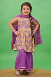 Buy_Tiber Taber_Purple Cotton, Voile Lace Mango Print Kurta Sharara Set_at_Aza_Fashions