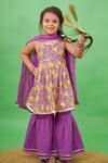Buy_Tiber Taber_Purple Cotton, Voile Lace Mango Print Kurta Sharara Set_Online_at_Aza_Fashions