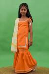 Buy_Tiber Taber_Orange Cotton Tassels, Gota Patti Embroidered Kurta Sharara Set _at_Aza_Fashions
