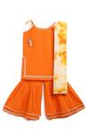 Shop_Tiber Taber_Orange Cotton Tassels, Gota Patti Embroidered Kurta Sharara Set _at_Aza_Fashions