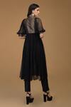 Shop_Talking Threads_Black Silk Brocade High Neck Flared Anarkali And Pant Set  _at_Aza_Fashions